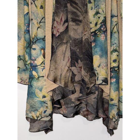 Soft Surroundings Floral Tea Garden Topper Tiered Cardigan Sweater Bird Boho LP - Picture 7 of 16